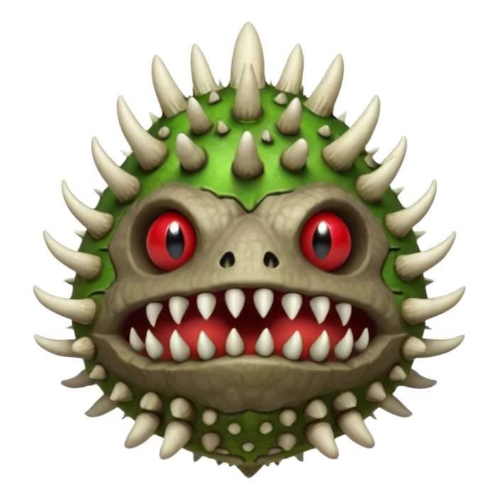 poisonous mushroom beast portrait, head and shoulders only, mushroom shell armor, spiky fungus growths, toxic green veins, beast-like mouth, heavy fungal texture, 3D cartoon, mobile game icon style, clean background, no text, no watermark

 sticker