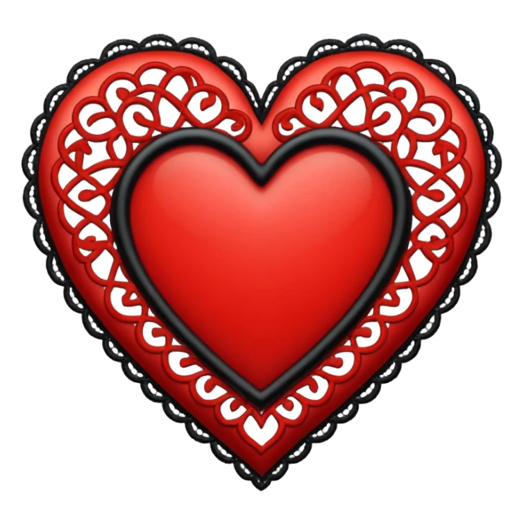 red black and white lace heart sticker