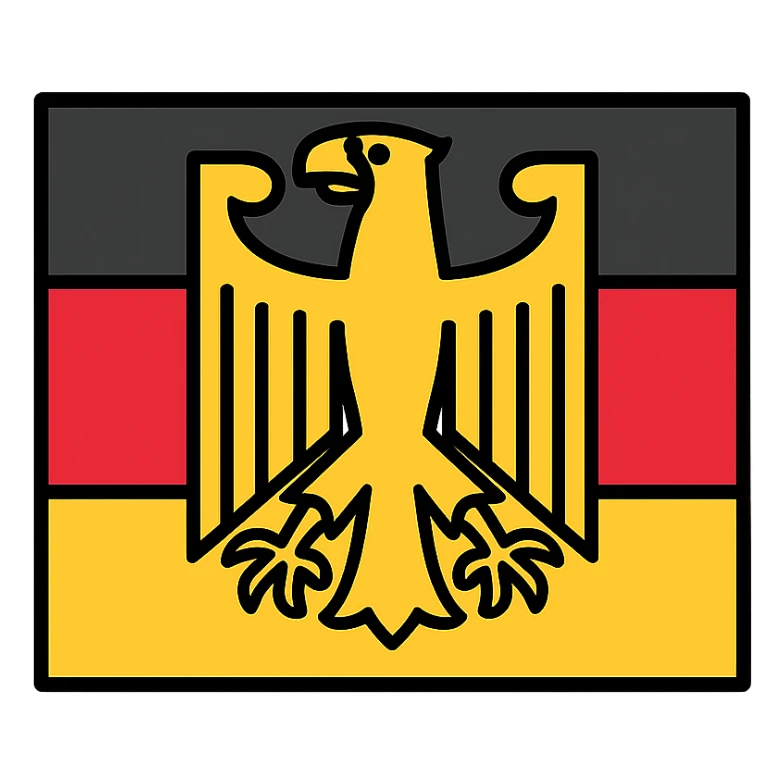 stylized Bundesadler on German flag, high contrast colors, no text, modern icon style sticker