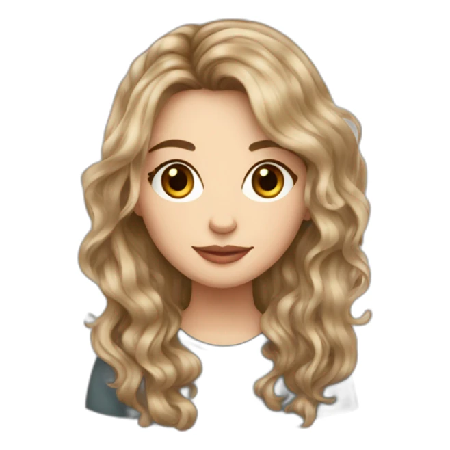 wavy hair brunette white girl with coffee sticker