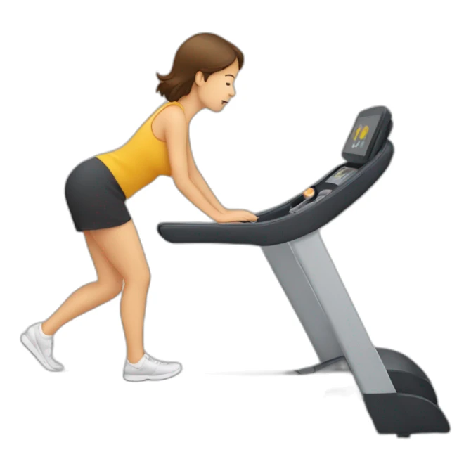 Person on all fours crawling on incline treadmill sticker