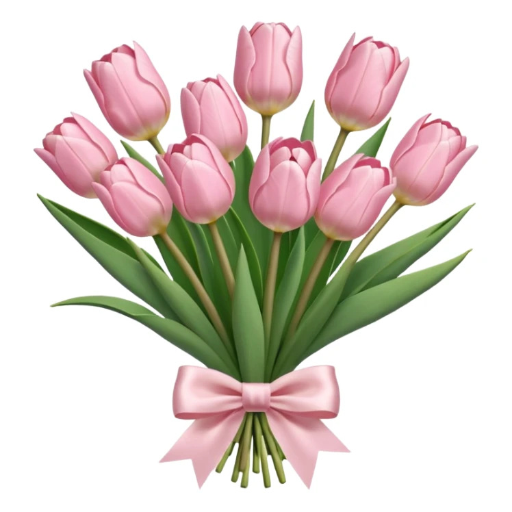 very pale pink tulips bouquet with light pink bow sticker
