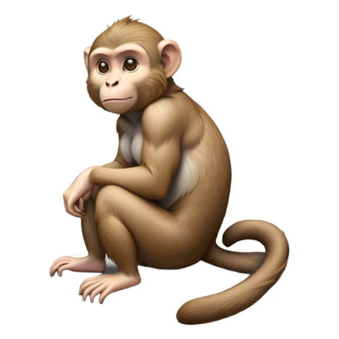 cinematic-macaque-realistic-full-body-sitting-emoji,-compact-muscular-frame-poised-on-a-rocky-outcrop,-short-curled-tail-resting-behind,-head-tilted-dramatically,-thick-dense-fur-in-warm-shades-of-brown-and-grey,-expressive-eyes-filled-with-intelligent-curiosity,-simplified-yet-realistic-focused-features,-highly-detailed,-glowing-with-an-almost-sarcastic-glow sticker