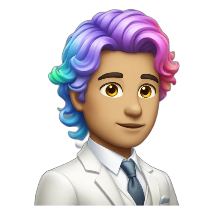 Posh-boy-with-white-suit-and-rainbow-unicorn-hair sticker
