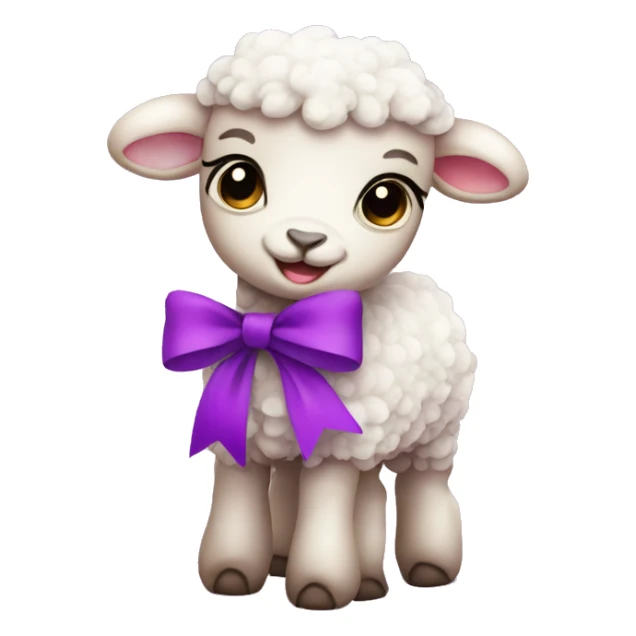 Pink Baby lamb with a purple bow  sticker