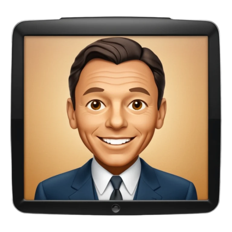 Frank Sinatra smiling and showing trendlines on a screen in the background sticker