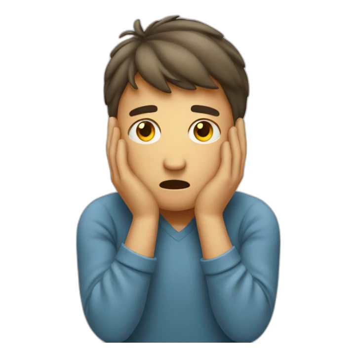 person with worried face clutching his head. sticker