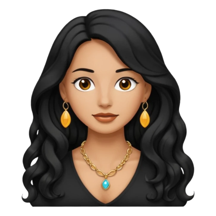 Mujer morena pelo ondulado negro largo sticker