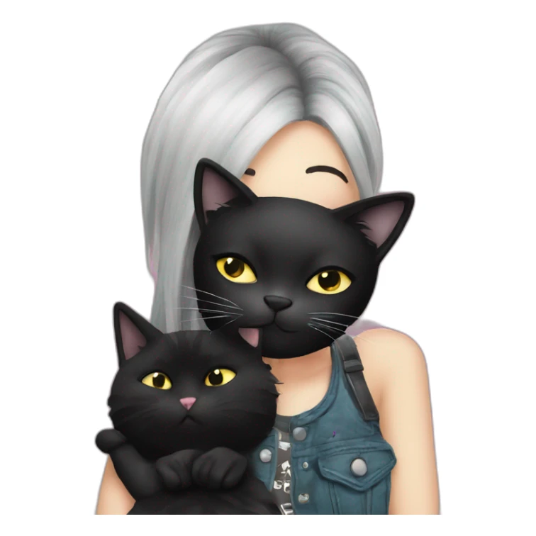 Punk girl kisses black cat sticker