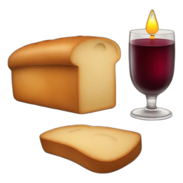 2 candles, a cup of red wine and a loaf of bread sticker