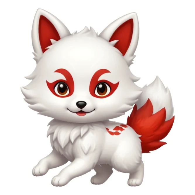 Running white with red marks Chibi baby cute kitsune   sticker