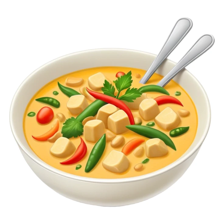a bowl of thai yellow curry, ultra realistic sticker