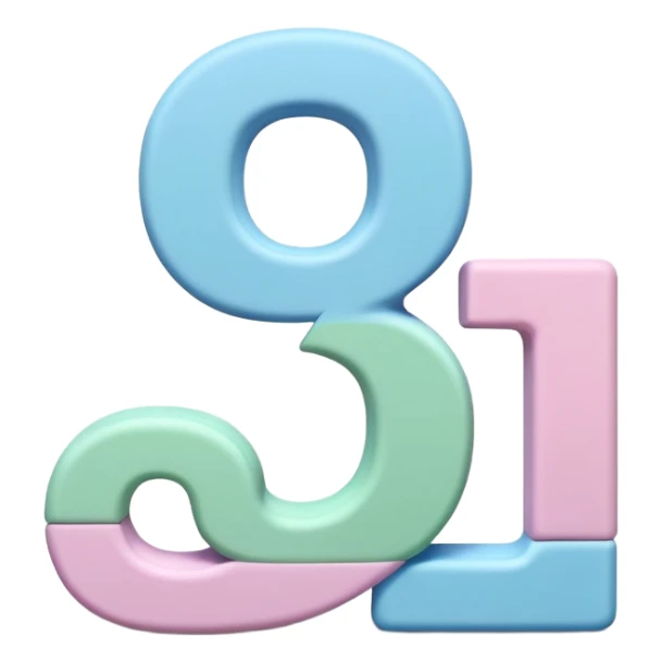 Numbers 1, 2, 3 in pastel colors (pink, blue, green), Pixar-style 3D, hand-drawn texture, soft shadow, transparent background sticker