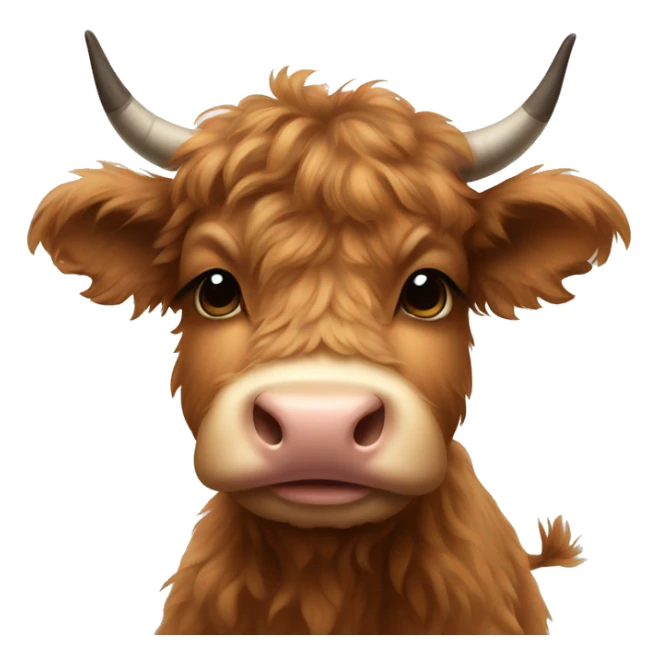 brown fluffy baby scottish cow with a small bow on head sticker