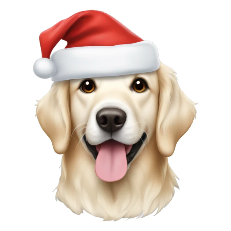 English cream retriever with Santa hat sticker