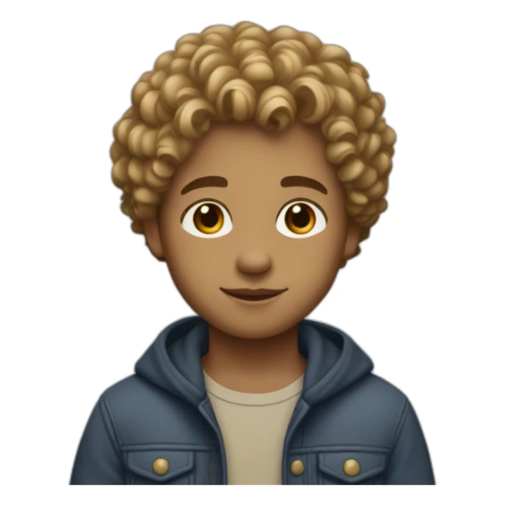 a boy with light brown skin, brown eyes and medium blonde curly hair sticker