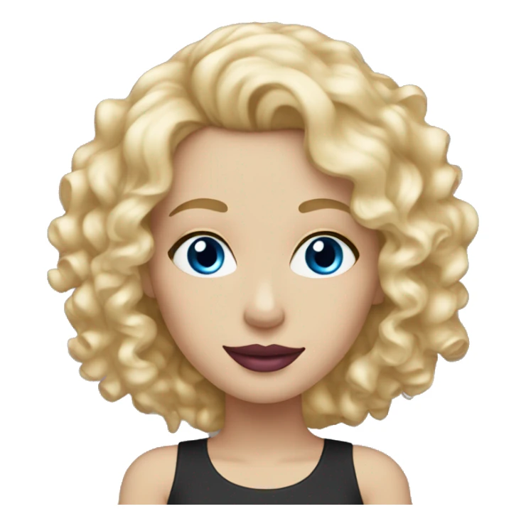 White Woman curly blonde hair blue eyes pink lipstick sticker