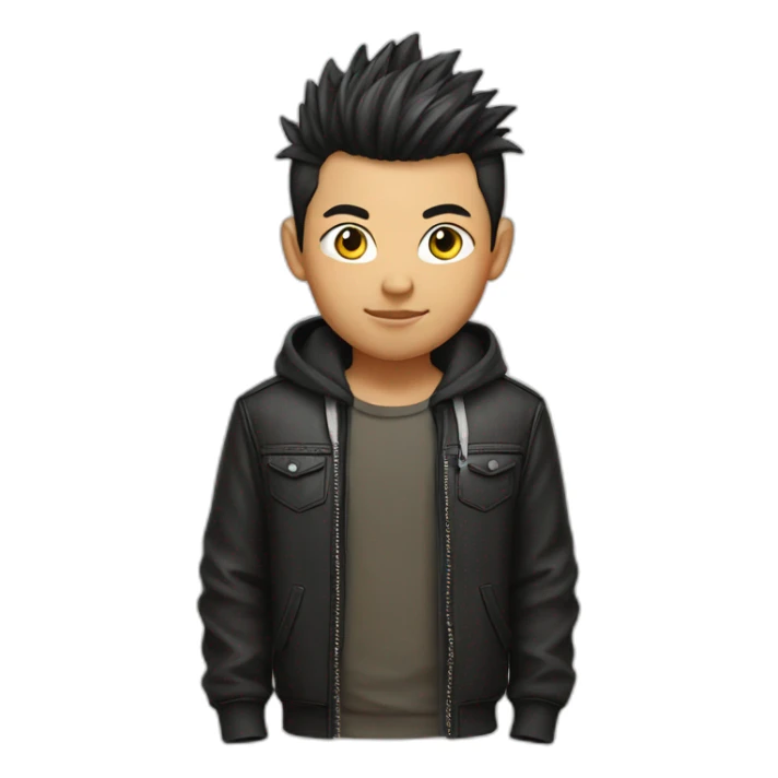 asian boy mohawk hair leather hoodie sticker