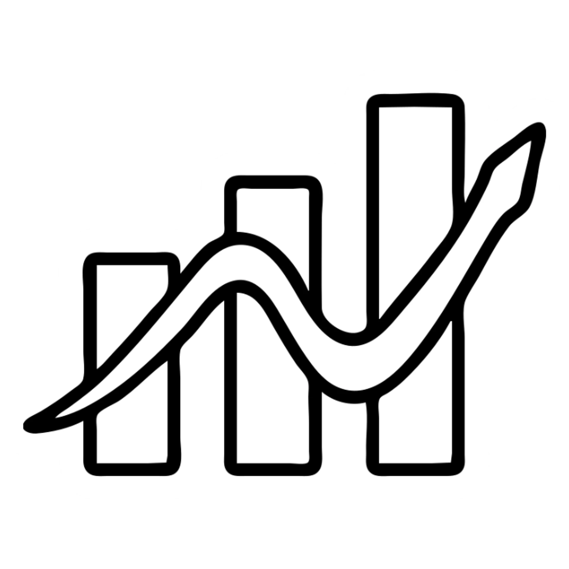 wave icon with a trading theme, sleek and professional sticker