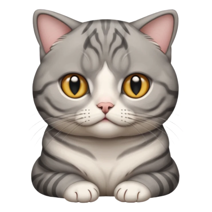 A grey striped Scotch fold with folded ears, a cute cat sticker