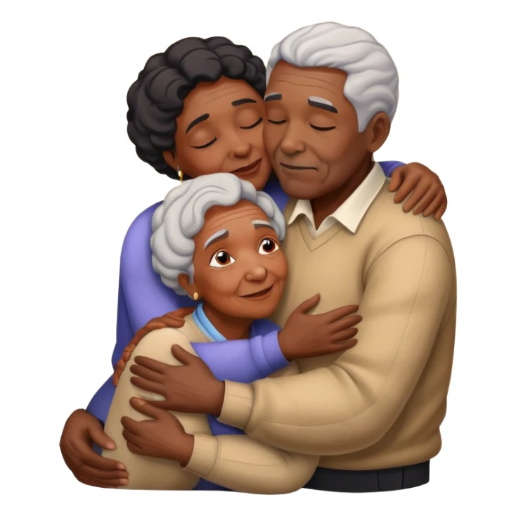 Old black woman and black man hugging on the floor sticker
