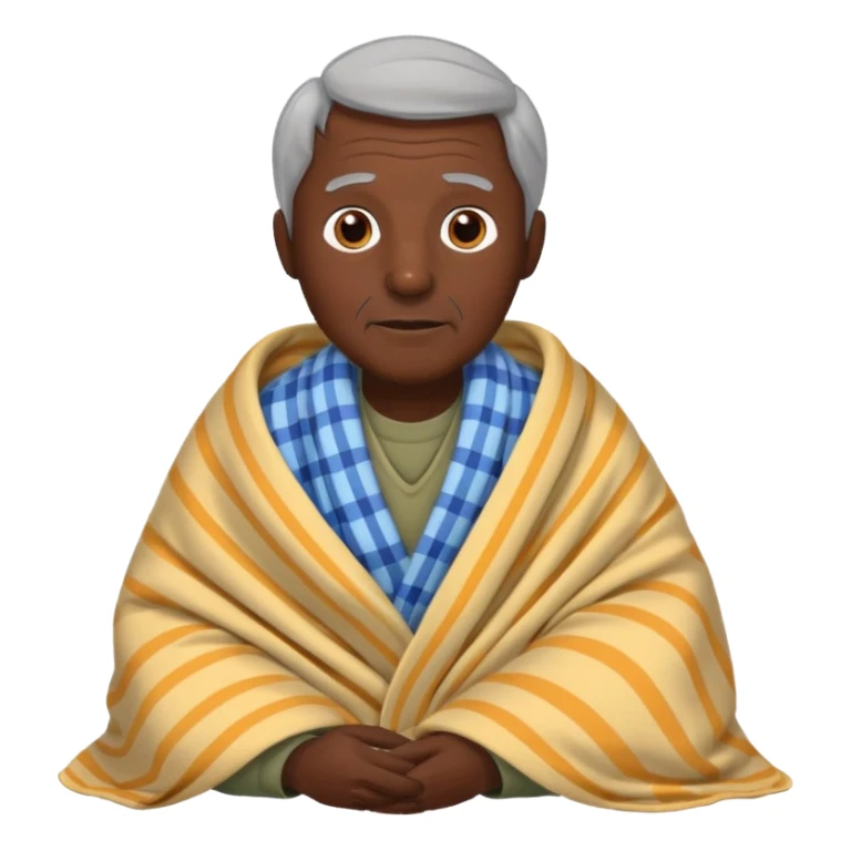 dark skin old man with tucked blanket sticker