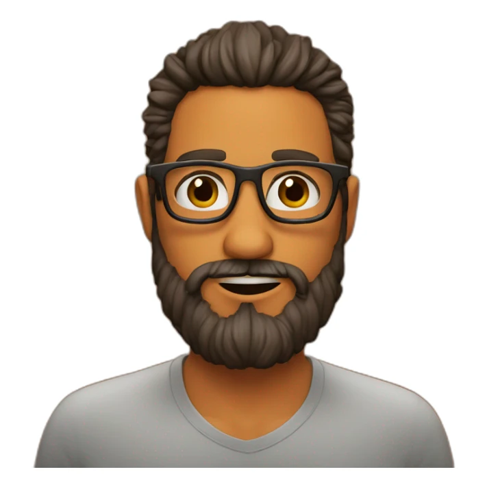 hombre de lentes naranjas cabello rizado y barba sticker