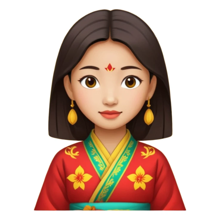 Asian girl wearing traditional Vietnamese clothes sticker
