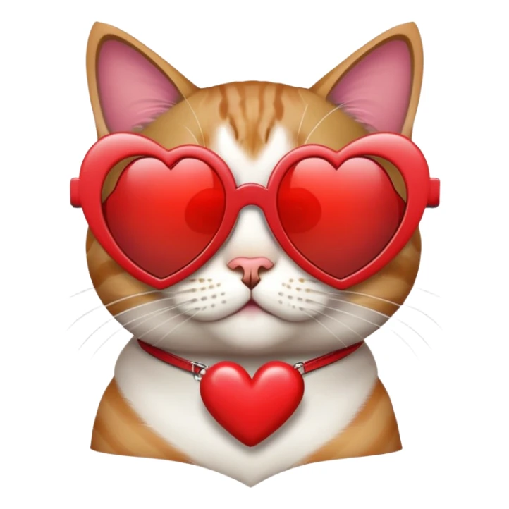 cat wearing heart-shaped sunglasses sticker