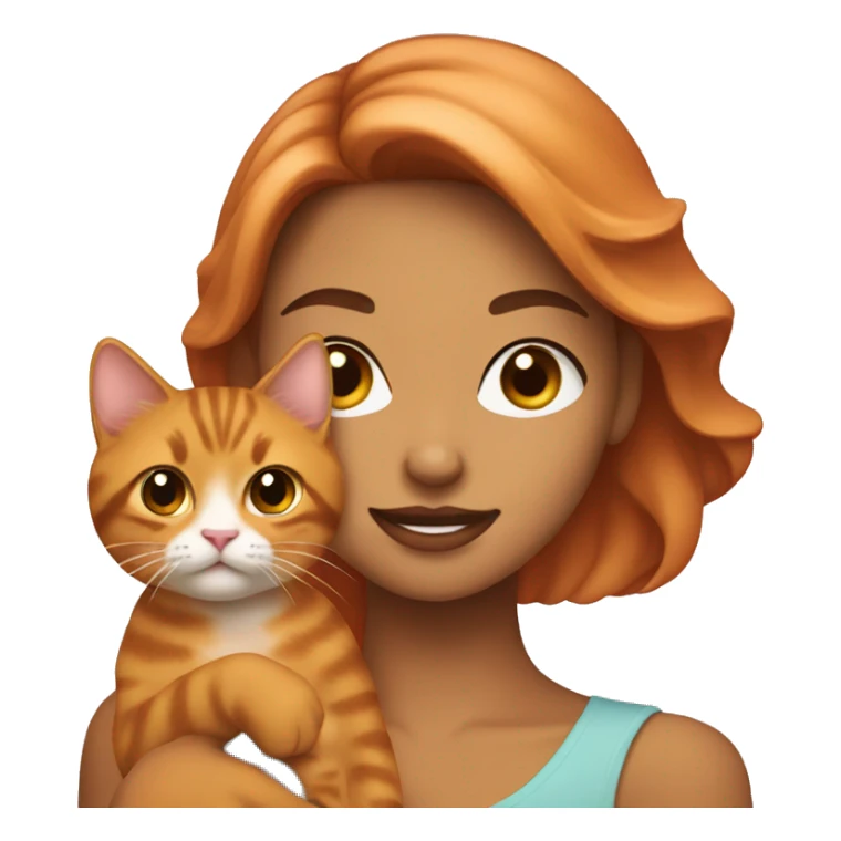pretty woman holding tabby orange cat sticker