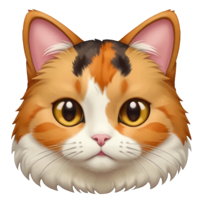 calico cat with small head, hazel eyes, and short but chubby body sticker