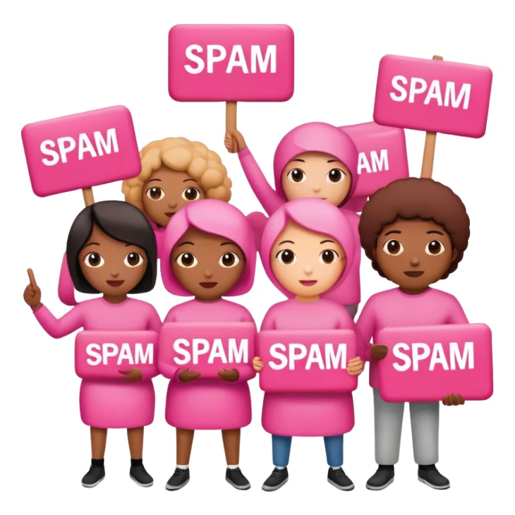 artists in pink protesting for spam meat is art sticker