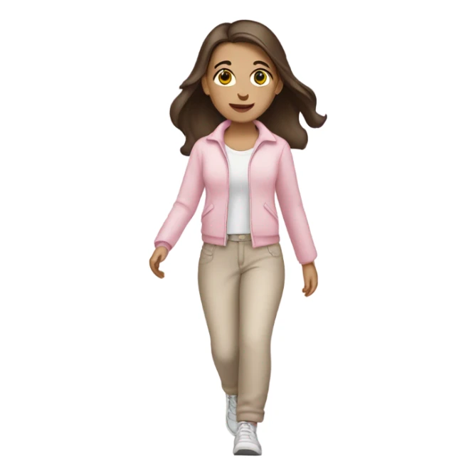 brunette white girl going on a walk wearing light pink sticker