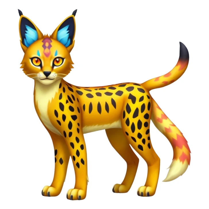 A colorful lynx-caracal-serval-fakemon-Digimon-creature-hybrid sticker