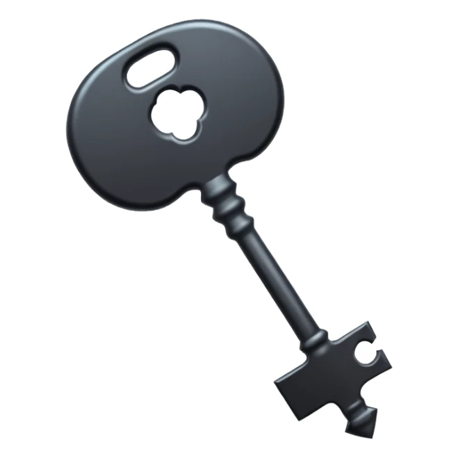 iOS emoji, minimal dark key, flat, fantasy item sticker