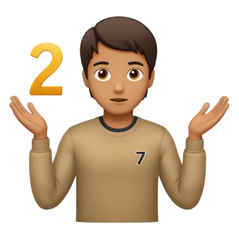 A guy shrugging with a 6 on the left and a 7 on the right sticker
