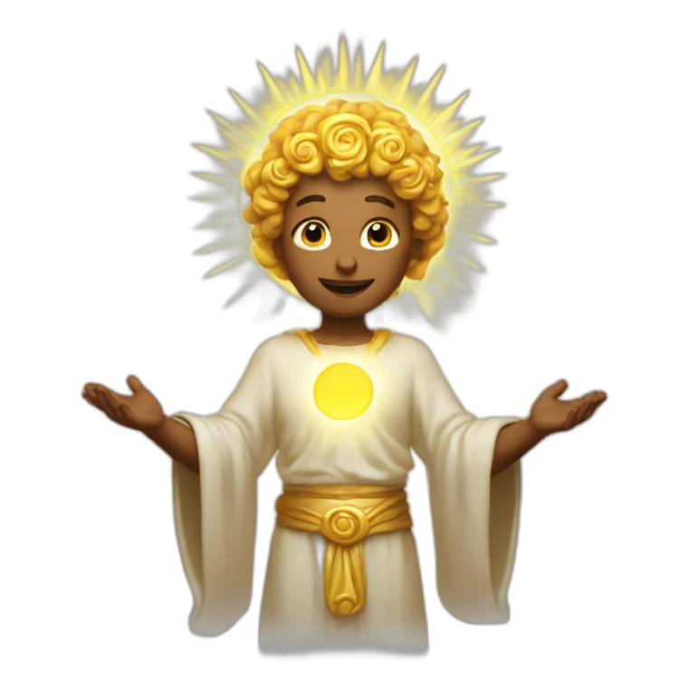 Emote of a divine figure with a radiant halo sticker