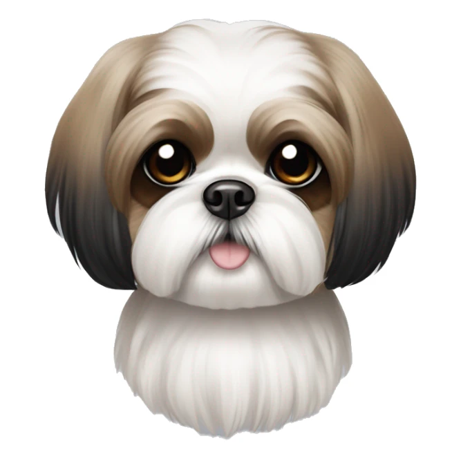 white and brown shih tzu with black bow on head, huge eyes  sticker