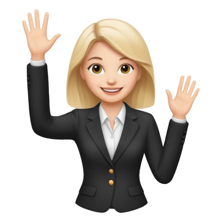 Create Emoji of white girl with bussines outfit is waveing sticker