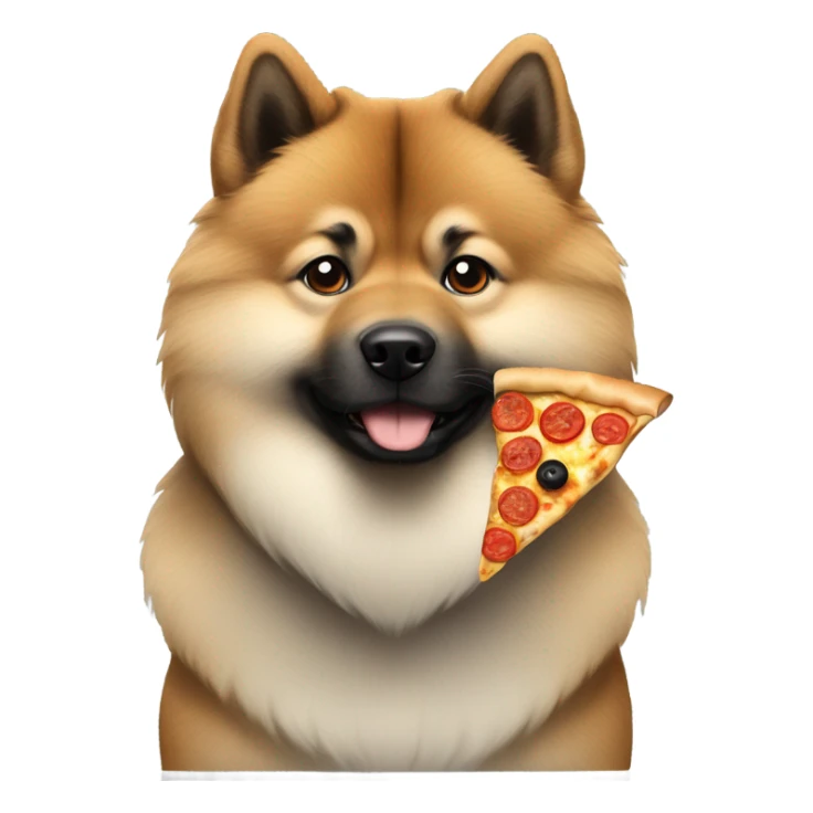 Eurasier dog grey and black eat a pizza  sticker