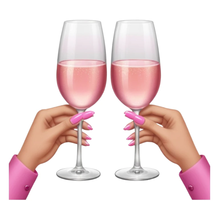Pink champagne toast two glasses brown hands with manicured pink nails sticker