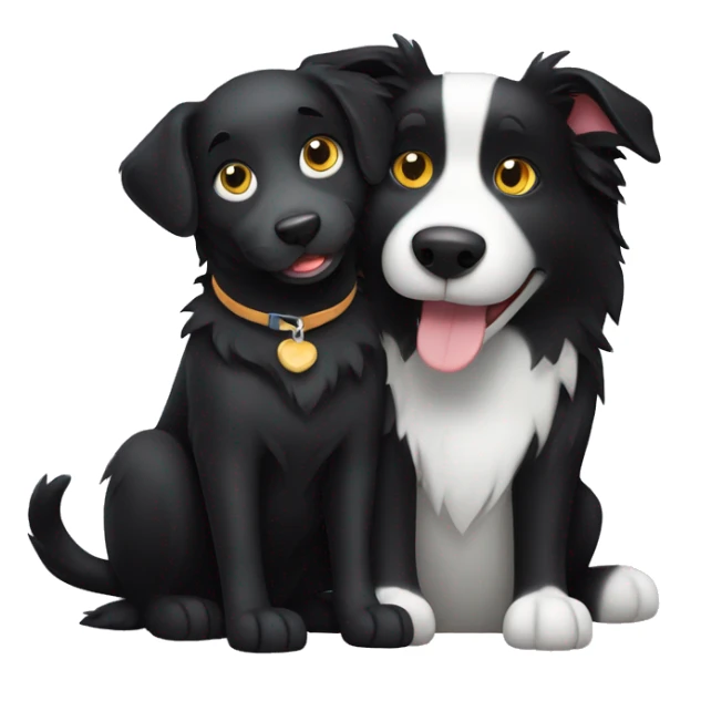 border collie dog and black cat being friends sticker