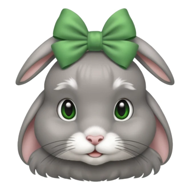 grey rabbit wear green bow sticker