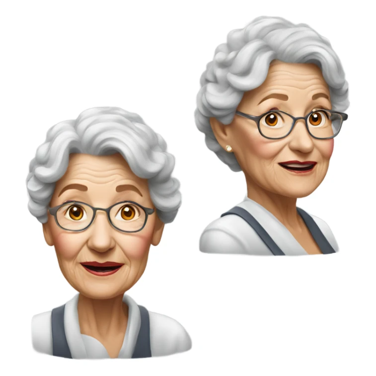 3d hyper realistic senior woman drawing  sticker