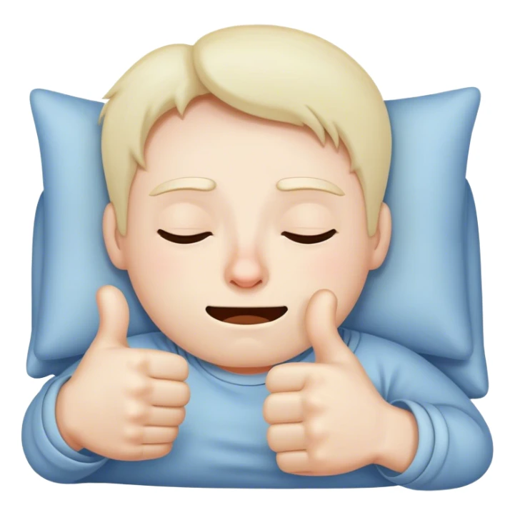 Completely sleep deprived face with the thumbs up sticker