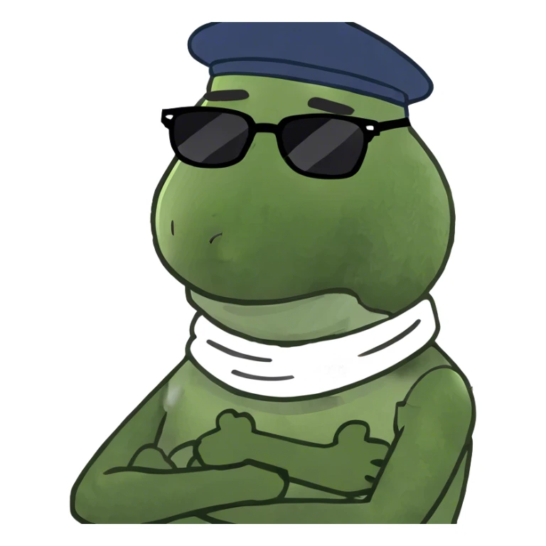 person with arms crossed with hands on neck sticker