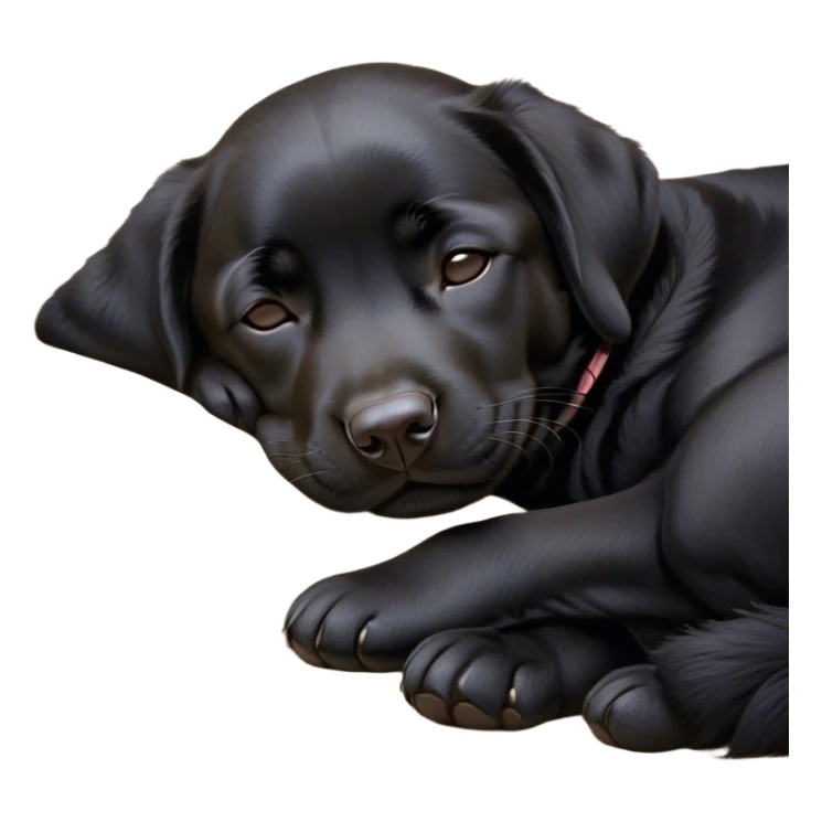 Meme-Worthy Cute Sleeping Black Labrador Portrait Emoji, Head resting peacefully with a contented smile, showcasing a delightfully robust build and a luxuriously soft black Fur, eyes shut in a serene nap, Simplified yet hilariously adorable features, highly detailed, glowing with a soft, drowsy light, high shine, relaxed and utterly lovable, stylized with an air of playful laziness, bright and heartwarming, soft glowing outline, capturing the essence of a comically sleepy companion, so meme-worthy it feels like it could instantly become the next viral sensation of adorable slumber! sticker