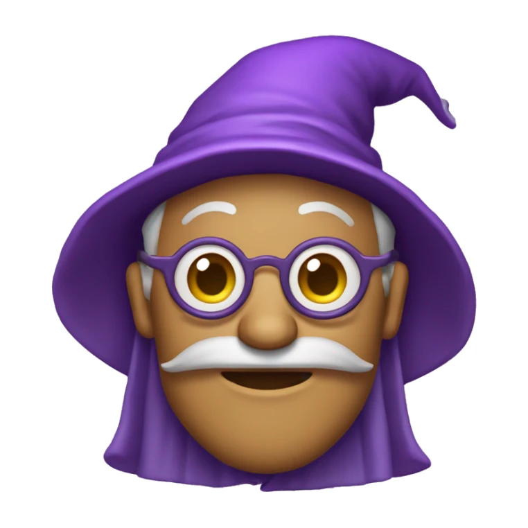 The word “wizard” with purple features and 🔮 emojie sticker