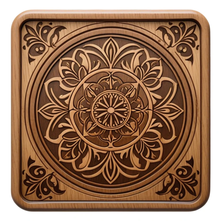 Pyrography icon, large wooden surface with detailed burn marks, intricate patterns etched into wood using a soldering iron, no flames or smoke, minimalistic style, clean lines, transparent background. sticker