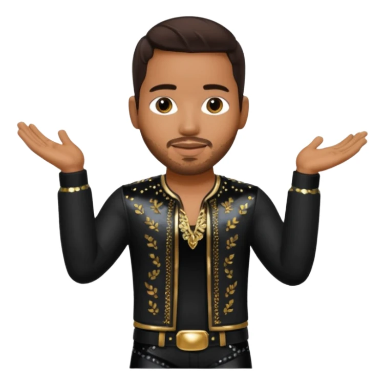Romeo Santos with dark brown hair, black sequin outfit sticker